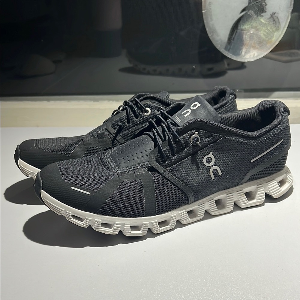 On Running Men's Cloud Sneakers - Black with White Sole